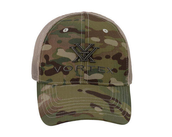 Vortex Optics MultiCam Logo Trucker Hat features a pre curved bill